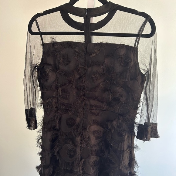 Black Textured Sheer Sleeve Dress - Picture 5 of 6